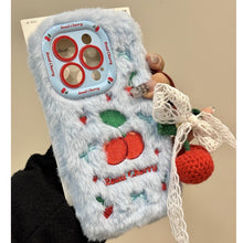 画像をギャラリービューアに読み込む, いぐるみ刺繍チェリー柄携帯電話ケースiPhone 15 iPhone 16 スマホケース韓国ファッション