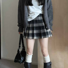 画像をギャラリービューアに読み込む, レトロなチェック半身スカート婦人服新型ハイウエスト着痩せデザイン感A字プリーツスカートins