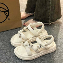 画像をギャラリービューアに読み込む, オールマッチファッションサンダルビーチシューズプラットフォームプラットフォームローマンシューズクロスベルト バタフライモチーフ プラットフォーム サンダル