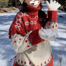 画像をギャラリービューアに読み込む, かわいい韓国っぱタートルネックセータークリスマス洋服レッドトップス