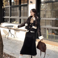 画像をギャラリービューアに読み込む, 2点セットアップ厚手のウールジャケットロングスカート女性の秋 2024年の新しいファッション韓国っぱ
