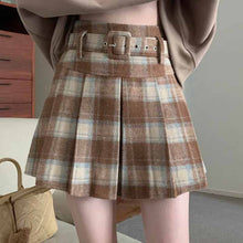 画像をギャラリービューアに読み込む, 小柄な人向けの新しいスタイルの A ライン プリーツ スカート、カレッジ スタイルのハイウエスト チェック柄ウール スカート、レトロな痩身スカート