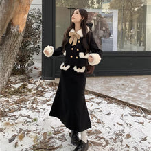 画像をギャラリービューアに読み込む, 2点セットアップ厚手のウールジャケットロングスカート女性の秋 2024年の新しいファッション韓国っぱ