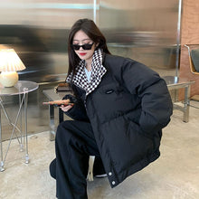 画像をギャラリービューアに読み込む, 防寒防風ゆったり裏地チェックダウンジャケットコート韓国系