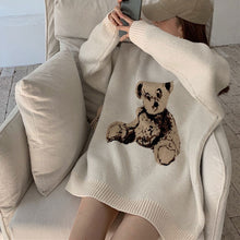 画像をギャラリービューアに読み込む, レトロオーバーサイズテディベアかわいいニットセーターレデイーズ