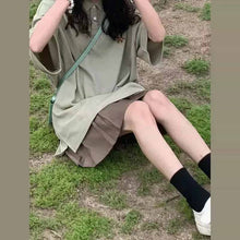 画像をギャラリービューアに読み込む, ポロ半袖TシャツPOLOネックオーバーサ韓国系 プルオーバー