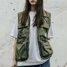 画像をギャラリービューアに読み込む, ム フィッシングベスト アーミーカラー アースカラー ベスト ポケット付き メンズライク カジュアル ダボかわ 古着ライク おじかわ