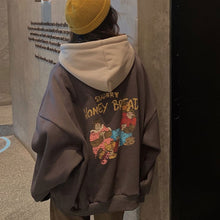 画像をギャラリービューアに読み込む, かわいいベアバックプリントバイカラーフーディーパーカー