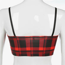 画像をギャラリービューアに読み込む, 宿系 レディース ファッション チェック柄 切り替え キャミソール カラフル 派手 カワ な 服 個性的 ダンス 衣装 かわいい 奇抜 青文字系 トップス