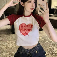 画像をギャラリービューアに読み込む, かわいいカジュアルクロップド丈Tシャツ着痩せトップス韓国っぱストリート系