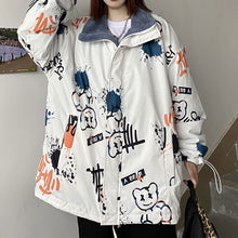 画像をギャラリービューアに読み込む, 原宿系リバーシブルくまゆったりトップスコートジャケットレデイーズファッション