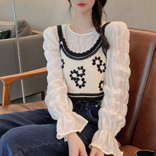 画像をギャラリービューアに読み込む, セットアップ早春カジュアル キュートフリルスリーブ ブラウス長袖シャツ