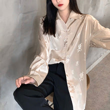 画像をギャラリービューアに読み込む, 原宿系フラワー柄 花柄 総柄 ゆったり長袖トップスカジュアルシャツダンス服ストリート系