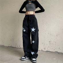 画像をギャラリービューアに読み込む, 原宿風柄パンツゆったりロングデニムパンツレデイーズ