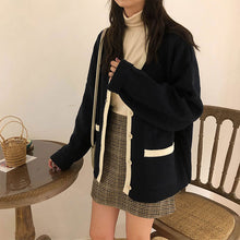 画像をギャラリービューアに読み込む, ニットゆったりカジュアルトップス ニットセーターニットカーディガン