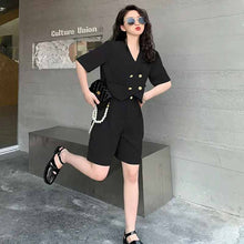 画像をギャラリービューアに読み込む, 2点セットアップ Vネックジャケットシャツとショート丈パンツ