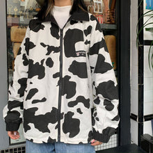 画像をギャラリービューアに読み込む, 原宿系ストリート系ブルゾン リバーシブル 牛柄動物柄コートジャケット
