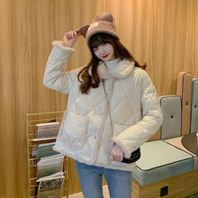 画像をギャラリービューアに読み込む, 可愛いおしゃれ長袖ボアスタンドカラーキルティングダウンコートレデイーズ韓国系