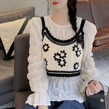 画像をギャラリービューアに読み込む, セットアップ早春カジュアル キュートフリルスリーブ ブラウス長袖シャツ