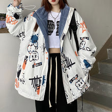 画像をギャラリービューアに読み込む, 原宿系リバーシブルくまゆったりトップスコートジャケットレデイーズファッション