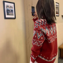 画像をギャラリービューアに読み込む, レトロノルディック柄ニットセーターカジュアル可愛いトップスレデイーズ
