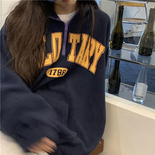 画像をギャラリービューアに読み込む, ストリート個性的ハーフジップロゴパーカー長袖トップストレーナー