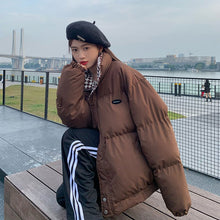 画像をギャラリービューアに読み込む, 防寒防風ゆったり裏地チェックダウンジャケットコート韓国系