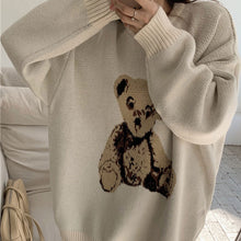 画像をギャラリービューアに読み込む, レトロオーバーサイズテディベアかわいいニットセーターレデイーズ