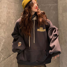 画像をギャラリービューアに読み込む, かわいいベアバックプリントバイカラーフーディーパーカー