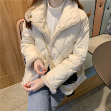 画像をギャラリービューアに読み込む, 可愛いおしゃれ長袖ボアスタンドカラーキルティングダウンコートレデイーズ韓国系