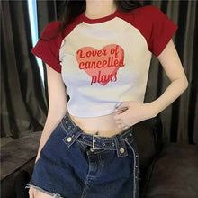 画像をギャラリービューアに読み込む, かわいいカジュアルクロップド丈Tシャツ着痩せトップス韓国っぱストリート系
