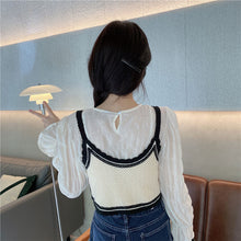 画像をギャラリービューアに読み込む, セットアップ早春カジュアル キュートフリルスリーブ ブラウス長袖シャツ