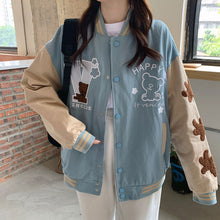 画像をギャラリービューアに読み込む, 防寒防風くま柄カジュアルシンプルトップス可愛いコートジャケット韓国風 冬レデイーズ