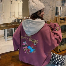 画像をギャラリービューアに読み込む, かわいいベアバックプリントバイカラーフーディーパーカー