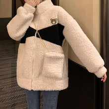 画像をギャラリービューアに読み込む, 防寒防風くま柄ゆったりシンプルトップス可愛いコートジャケット韓国風 冬レデイーズ