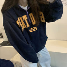 画像をギャラリービューアに読み込む, ストリート個性的ハーフジップロゴパーカー長袖トップストレーナー