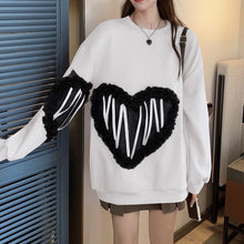 画像をギャラリービューアに読み込む, 秋冬ハート柄着心地いいパーカー韓国風フード付きセーター