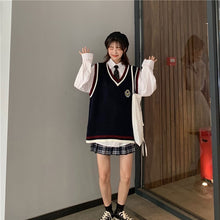 画像をギャラリービューアに読み込む, 3点セット学生風アップベストとシャツとミニスカートカジュアルセットアップ