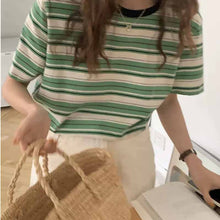 画像をギャラリービューアに読み込む, 着映えばっちり マルチボーダー ボーダー Tシャツ ゆるかわ オーバーサイズ メンズライク カジュアル ラウンドネック ナチュラル ゆるカジ