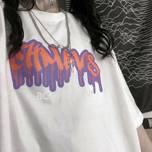 画像をギャラリービューアに読み込む, 原宿系Tシャツ ストリートロゴ ビッグシルエット半袖 トップス ダンス 衣装 ヒップホップ コスチューム