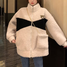 画像をギャラリービューアに読み込む, 防寒防風くま柄ゆったりシンプルトップス可愛いコートジャケット韓国風 冬レデイーズ