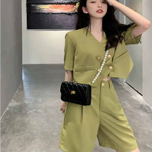 画像をギャラリービューアに読み込む, 2点セットアップ Vネックジャケットシャツとショート丈パンツ