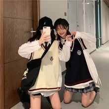画像をギャラリービューアに読み込む, 3点セット学生風アップベストとシャツとミニスカートカジュアルセットアップ