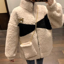 画像をギャラリービューアに読み込む, 防寒防風くま柄ゆったりシンプルトップス可愛いコートジャケット韓国風 冬レデイーズ