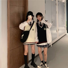 画像をギャラリービューアに読み込む, 3点セット学生風アップベストとシャツとミニスカートカジュアルセットアップ