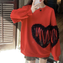 画像をギャラリービューアに読み込む, 秋冬ハート柄着心地いいパーカー韓国風フード付きセーター