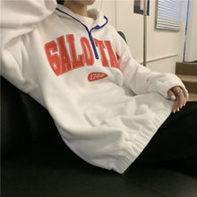 画像をギャラリービューアに読み込む, ストリート個性的ハーフジップロゴパーカー長袖トップストレーナー