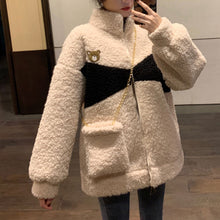 画像をギャラリービューアに読み込む, 防寒防風くま柄ゆったりシンプルトップス可愛いコートジャケット韓国風 冬レデイーズ