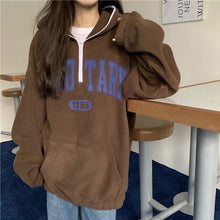 画像をギャラリービューアに読み込む, ストリート個性的ハーフジップロゴパーカー長袖トップストレーナー