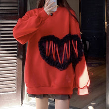画像をギャラリービューアに読み込む, 秋冬ハート柄着心地いいパーカー韓国風フード付きセーター